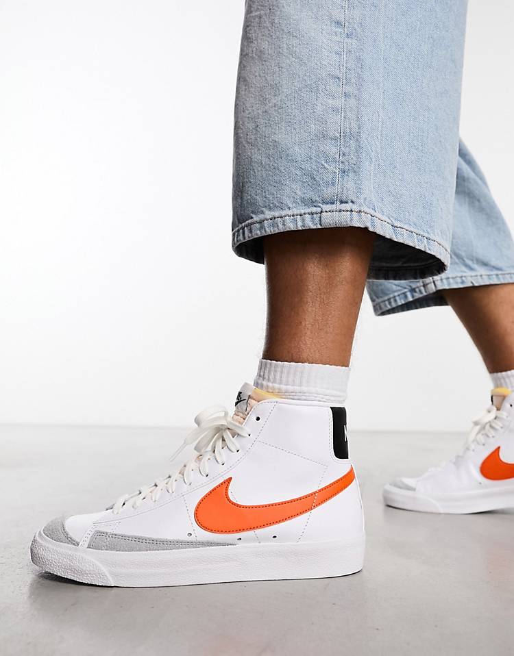 Nike Blazer '77 Mid sneakers in white and orange